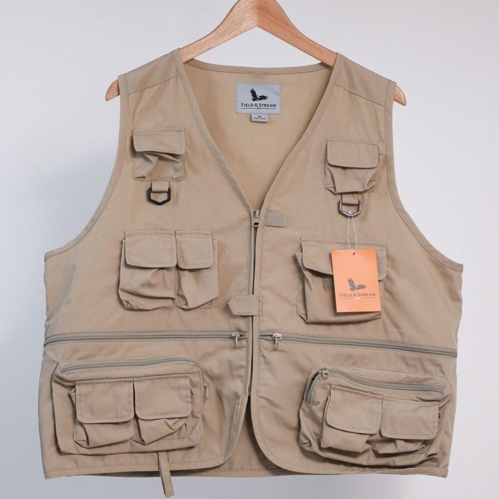 Field & Stream Fishing Vest Mens XL Brown Multi Pocket Breathable Outdoor, NWT